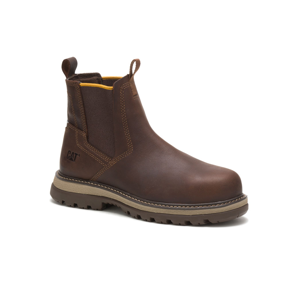 Caterpillar Boots South Africa - Cat Men's Fairbanks Chelsea St Safety Boots Brown FX6103487